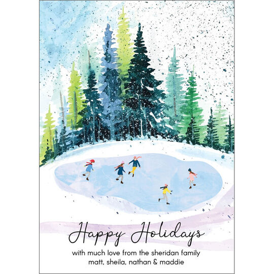 Ice Skating in the Forest Flat Holiday Cards